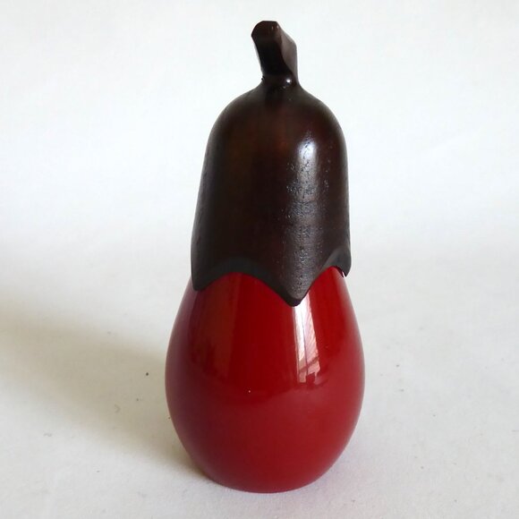 VINTAGE JAPANESE JAPAN RED VEGETABLE FRUIT SHAPED TOOTHPICK HOLDER LACQUER NEW - Picture 4 of 8